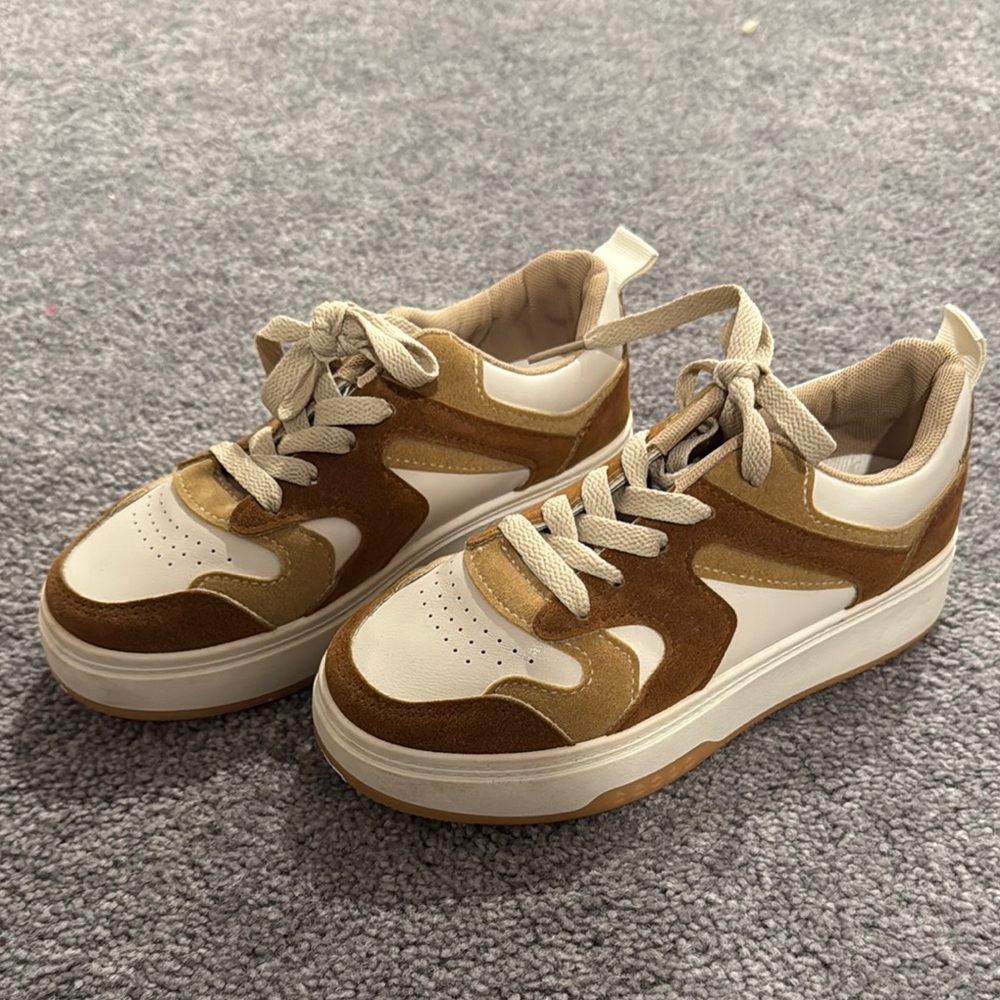 Stylish Brown and Cream Sneakers